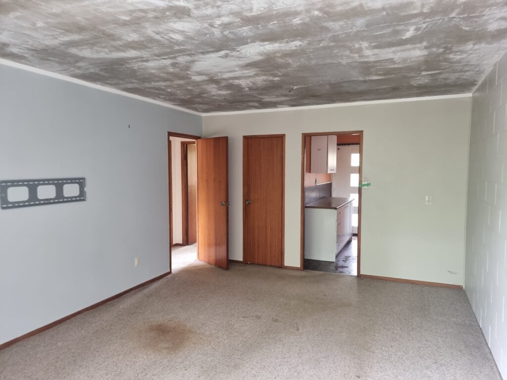 Ceiling after safe asbestos removal and cleanup.